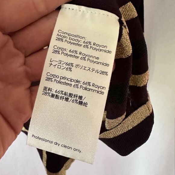 3.1 Phillip Lim Black and Gold Metallic Striped Sweater w/ Sheer Panel XS - Picture 13 of 14